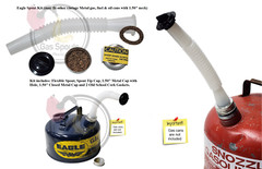 1.50″ EAGLE Rugged Gas Spout for Vintage Can +Metal Cap Closed/Storage/Transport