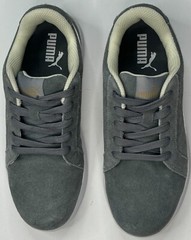 Puma Safety Icon Suede Low Gray & White Steel Toe Oil Resistant Sneaker Size 7.5