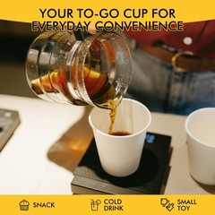 RACETOP [100 pack] Disposable Coffee Cups with 12 Ounces, White-Black Lids