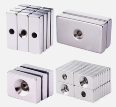 Super Strong Rectangle NdFeB Magnets Rare Earth With Countersunk Ring Hole DIY