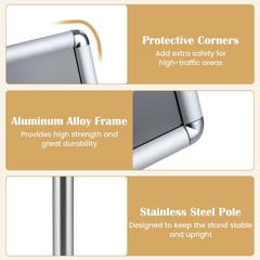 2PCS Sign Holder Stand 11 x 17 Inch w/Snap-Open Frame & 360° Rotation for Malls