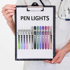 2 Pcs Durable LED Medical Penlight with Pupil Gauge – Gradient Pink & Blue