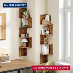 HOOBRO Corner Shelf Wall-Mounted, Set of 2 Floating Corner Shelves for Wall, 4-T