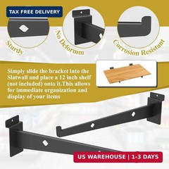 12 Inch Slatwall Shelf Bracket Set of 12, Heavy Duty Slat Wall Shelf Bracket, Me