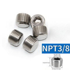 5pcs Hex Countersunk Plug Socket Head Stainless Steel Pipe 3/8″ NPT Male Thread