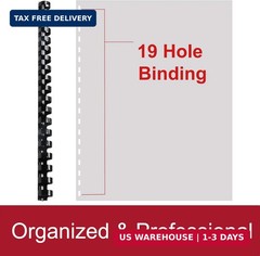 Rayson CR16202225BK Plastic Binding Combs 5/8 in. 13/16in, 7/8in, 1in, 19-Ring L