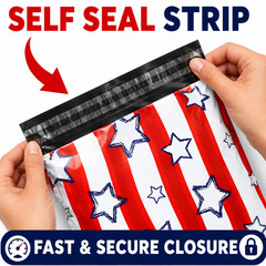 Stars & Stripes Poly Mailers 10×13 Patriotic Shipping Bags Self Seal