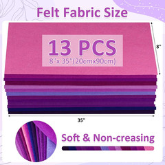 13 Rolls 8″X35″ 1.4Mm Thick Soft Felt Fabric Sheet 13 Assorted Purple Series Col