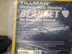 Tillman 590B66 Welding Blanket, Acrylic Coated Fiberglass, 24 Oz/Sq Yd., 6 Ft X