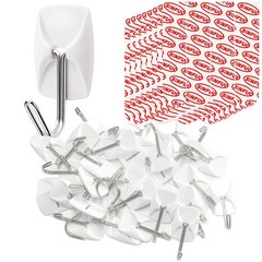 Sinfuo Wire Hooks for Wall Small 32 Hooks + 36 Stirps, Damage Free Utility Ho…