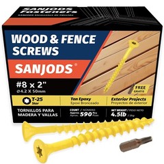 #8 x 2″ Deck Screws (4.5lb Box) – Epoxy Coated Rust-Resistant Tan Torx Drive