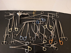Mixed 27 Surgical Instruments Used Untested Forceps Clamps Scissors Retractors