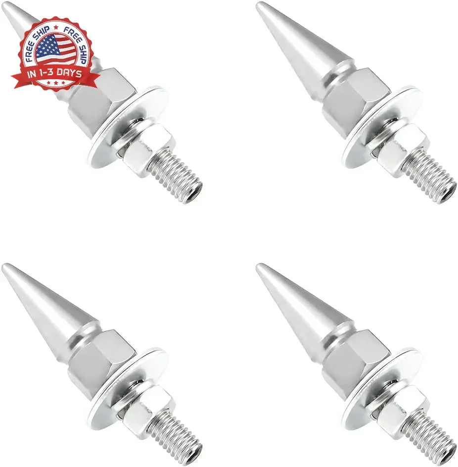 4 PCS Spikes License Plate Screws for Car, Anti Theft Spike Shape Aluminum Car P
