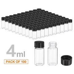 100 Pcs 4ml Glass Vials with Screw Caps Clear Liquid Vial Sample Vials Lab Vials