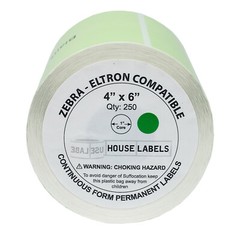 ZEBRA 4×6 COLOR (4″ x 6″) GREEN Direct Thermal Labels 1″ Core – (40) Rolls / 250