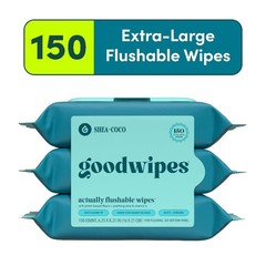 Flushable Wet Wipes for Adults Personal Hygiene Shea Butter Coconut Scented 150