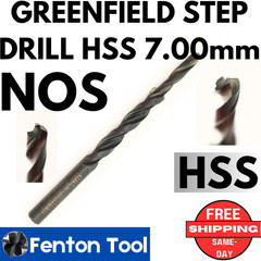 NEW GREENFIELD STEP DRILL HSS 7.00mm .2756 .2031 high speed steel USA twist bla