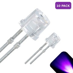 10 x LED 3mm UV / Purple Ultra Bright Flat Top Wide Angle LEDs Light Lamp Car