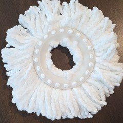 White Round Microfiber Spin Mop Replacement Head Refill, Round Head Shape. Qty 4