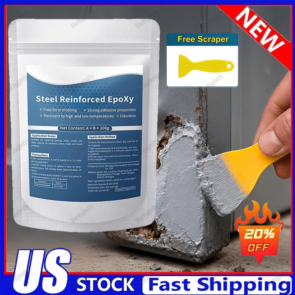 Steel Reinforced Epoxy Putty Waterproof Repair Clay for Metal Wood Car Crack Fix