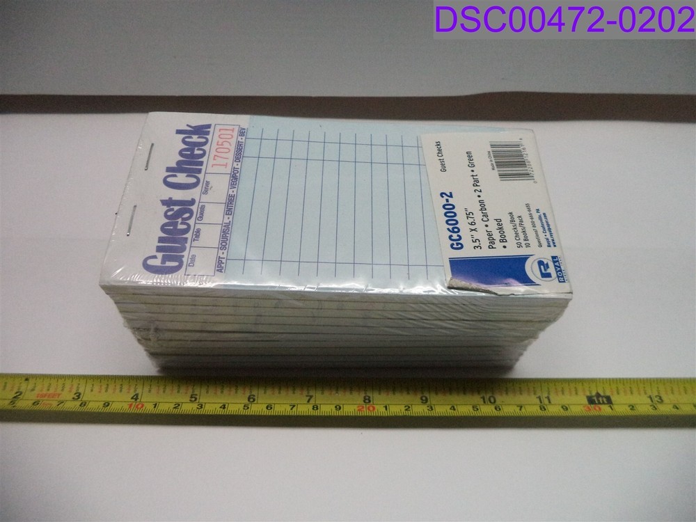 Qty = 20 Books (2 Packs x 10): Royal Green Guest Check 2 Part Carbon GC6000-2