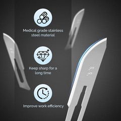 1000pcs Scalpel Blades Dental Steel Sterile Stainless Surgical ENT Instruments