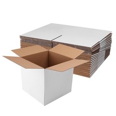 8x8x8 Shipping Boxes Set of 25, White Corrugated Cardboard Box for Small Busi…