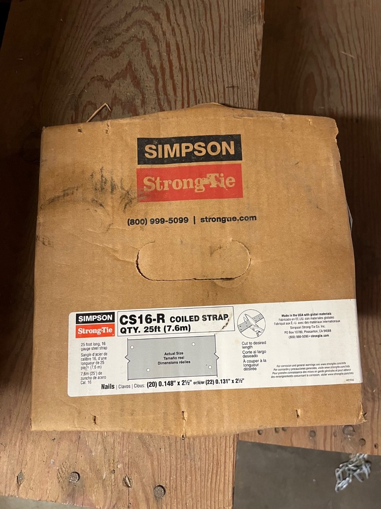 Simpson Strong-Tie CS16-R Coiled Strap 25ft. (7.6m), 16 Gauge