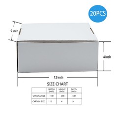 12x9x4 Inches Shipping Boxes Set of 20, Brown Corrugated Cardboard Mailer pac…