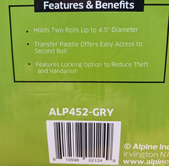 Toilet Paper Dispenser – Alpine – Commercial – Double Roll – ALP452-GRY – NEW