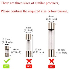 SIXQJZML 10 Pack F5AL Fast-Blow Mini Fuse 5A 5amp 125V Glass Fuses