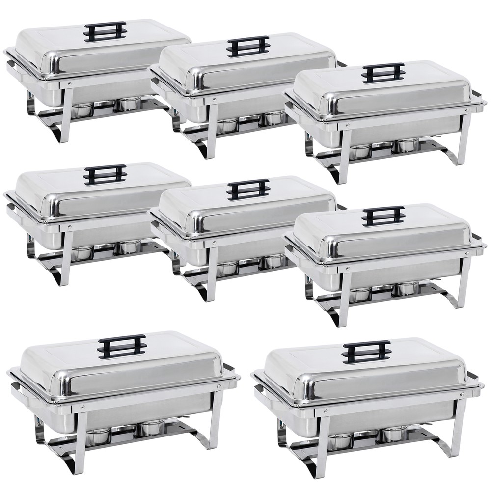 8 Pack Stainless Steel Chafer Chafing Dish Sets Catering Food Warmer 8 QT