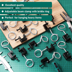 100 Set of 1/4″-20 Spring Steel Beam Clamps with Bridle Rings for Woodwork