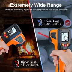 Laser Infrared Thermometer Gun -58F to 1112F IR Temp for HVAC Kitchen Auto