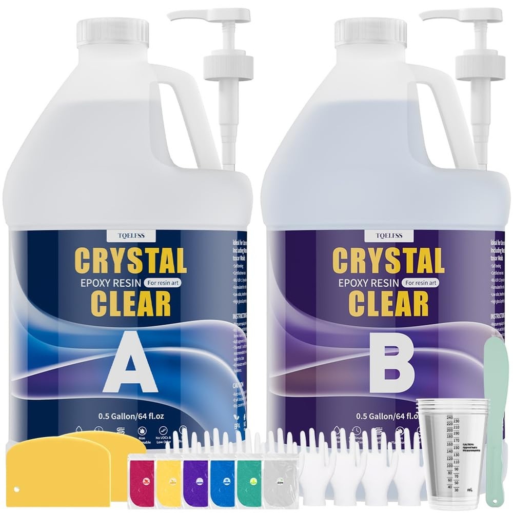 Epoxy Resin 1 Gallon, Crystal Clear Epoxy Resin Kit, High Gloss, Self Levelin…
