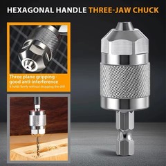 1/4″ Hex Shank Keyless Drill Chuck Adapter Quick Change Converter 0.3mm-6.5mm