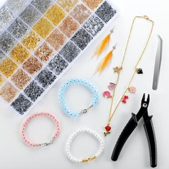 Jewelry Making Kit with 2425pcs Crimp Beads, Tubes, Covers, Wire Guards & More