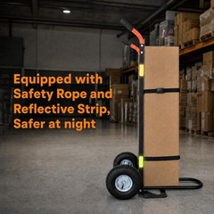 AIRAJ Heavy-Duty Hand Truck with Solid Rubber Tires 600-Pound Capacity Carbon