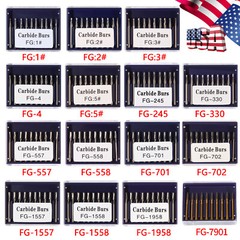 10pcs/pk Dental Carbide Burs for High Speed Handpiece Pear Bur 19mm FG Shank