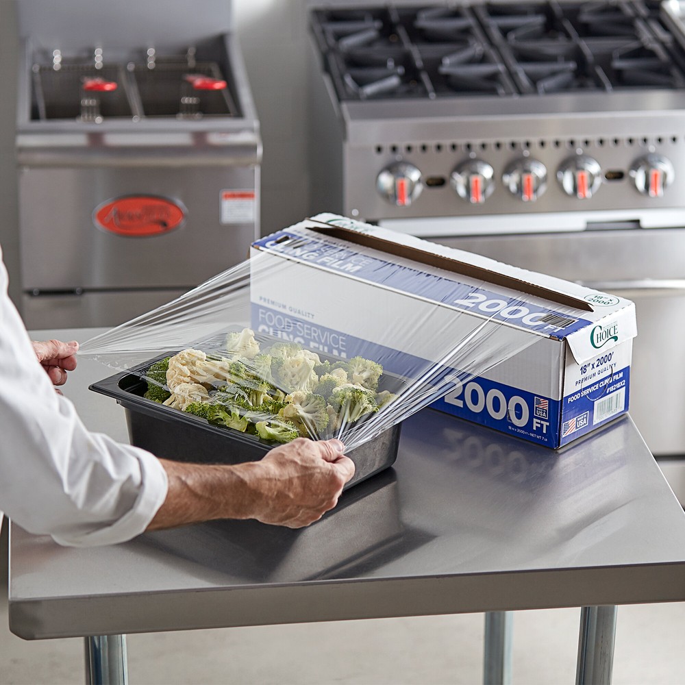 12in Foodservice Plastic Wrap Film, 2000 Foot Roll