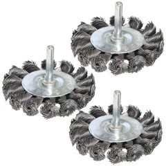 Yutnqin 3PCS 3 Inch Knotted Wire Wheel Brushes Kit for Drill with 1/4Inch Sha…