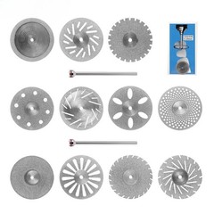 10 Pcs Dental Diamond Disc Wheel Teeth Cutting Polishing Discs/Mandrel 19/22 mm