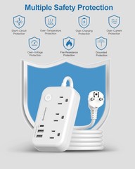 Type E F Plug Adapter, Germany France Travel Plug Adapter with 3 Outlets 3 US