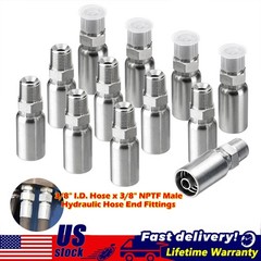 12 x 3/8″ I.D. Hose x 3/8″ NPTF Male W/ Cover Hydraulic Hose End Crimp Fittings