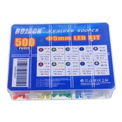 BOJACK 500pcs 5mm LED Diode Lights 5 Color Assorted Kit Bright Lamp Components