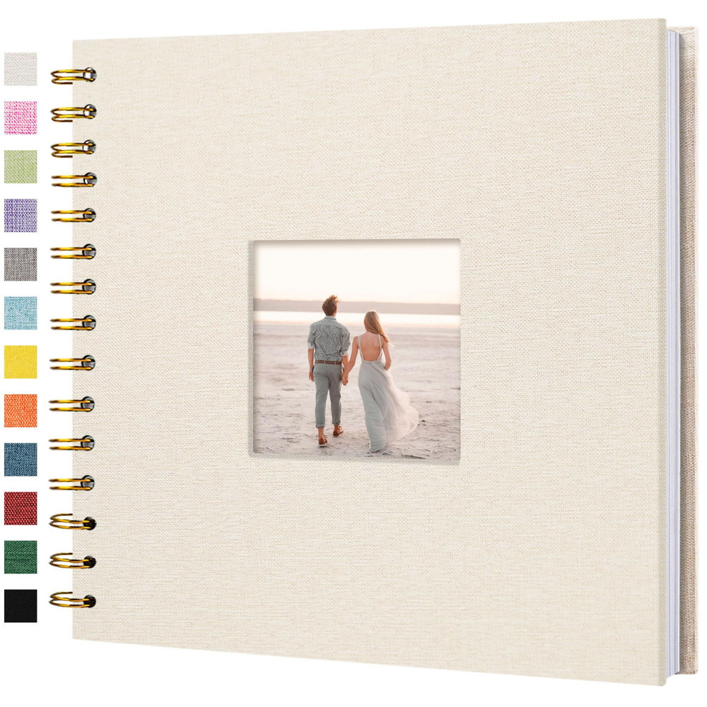Hiwhy 8 x 8 Inch Scrapbook Photo Album Linen Cover, 8 40 Pages, Beige