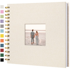 Hiwhy 8 x 8 Inch Scrapbook Photo Album Linen Cover, 8 40 Pages, Beige