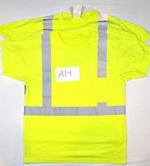 (2) OccuNomix Hi-Vis Reflective Safety Shirt Yellow/Gray Short Sleeve Size L