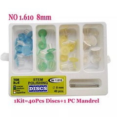 Dental Stem Finishing Polishing Discs, Universal Kit, 40pcs/Pack (8MM) + Mandrel