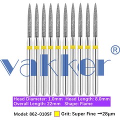 10pc Dental Diamond Burs for HighSpeed Handpiece Medium Super Fine Friction Grip
